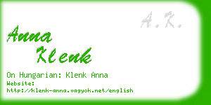anna klenk business card